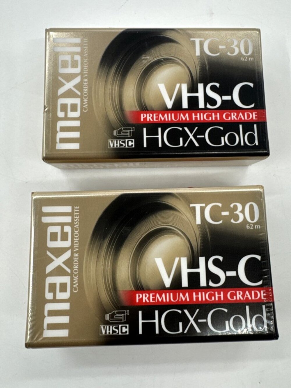 Maxell Cassettes HGX-GOLD TC-30 Lot of 2 Camcorder Video VHS-C Premium SEALED